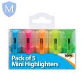 Mini Highlighters - Pack Of 5 (Stationery Essential) Mansuri